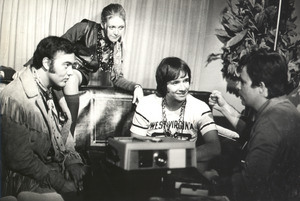 Roberto Carlos, Erasmo Carlos e Wanderléa durante a gravação do filme Roberto Carlos e o Diamante Cor de Rosa