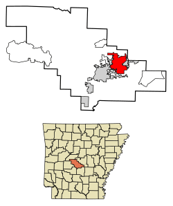 Location of Bryant in Saline County, Arkansas.