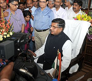 Shri Ravi Shankar Prasad taking charge as the Union Minister for Law and Justice, in New Delhi on May 27, 2014