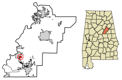 Location of Bon Air in Talladega County, Alabama.