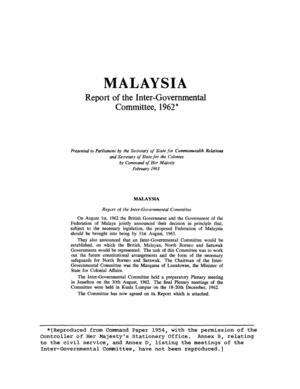 The Report of the Inter-Governmental Committee. On August 1st, 1962