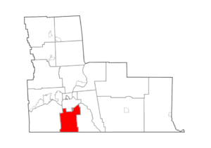 Map highlighting Binghamton's location within Broome County.
