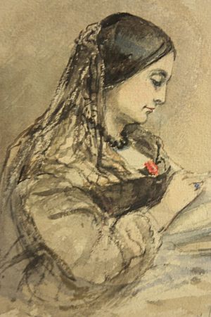 Watercolour sketch of Caroline Norton by Emma Fergusson 1860, National Portrait Gallery of Scotland