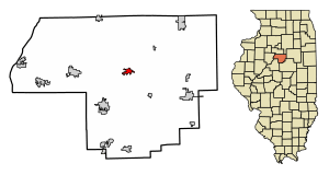 Location of Roanoke in Woodford County, Illinois.