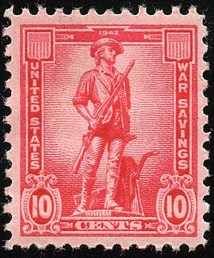 1942 "MInuteman" US War Savings rose red 10¢ stamp