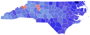 1976 North Carolina gubernatorial election results map by county