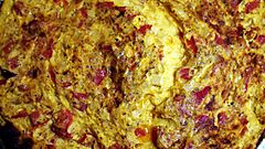 An omelette prepared with egg substitute