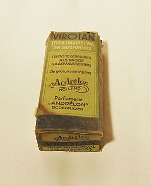 Andrelon dry hairwash Virotan against hairloss and dandruff, 1940s
