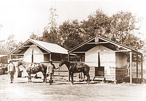 Blackbutt Police Station, 1912. Note the station badge attached to the peak of the right hand tent