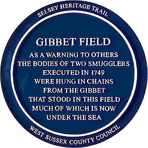 Blue plaque, Gibbet Field Selsey