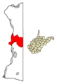 Brooke County West Virginia Incorporated and Unincorporated areas Weirton Highlighted