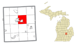 Location within Shiawassee County (red) and the administered community of Middletown (pink)