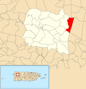 Location of Cibao within the municipality of San Sebastián shown in red