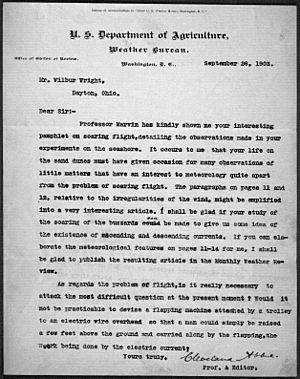 Cleveland Abbe letter to Wilbur Wright, September 26, 1903
