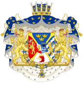 Coat of arms of Carl Ludvig (later Charles XV and IV), Crown Prince of Sweden, Duke of Skåne (1826-1844).svg