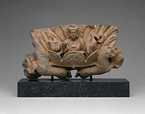 Corinthian Capital with Sun God Surya Riding a Chariot (Quadriga) Gandhara 100-200 CE