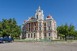 The Coryell County Courthouse in Gatesville, Texas. The courthouse was added to the National Register of Historic Places on August 18, 1977.