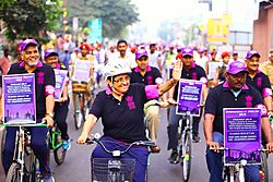 Dr.Kiran Bedi leading a rally at Karaikal
