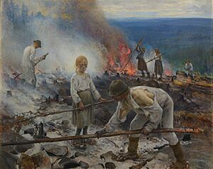 Eero Järnefelt - Under the Yoke (Burning the Brushwood) - Google Art Project