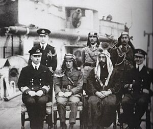 Emir Faisal; Lt. Colonel T.E. Lawrence - early 1918