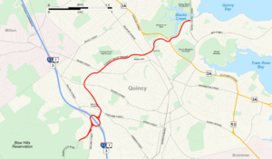 Map with Furnace Brook Parkway highlighted in red.