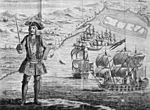 General History of the Pyrates - Captain Bartholomew Roberts with two Ships