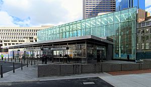 Government Center station on reopening day, March 2016
