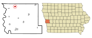 Harrison County Iowa Incorporated and Unincorporated areas Pisgah Highlighted.svg
