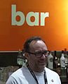 Jimmy Wales in the bar at Wikimania 2014