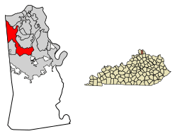 Location of Erlanger in Kenton County, Kentucky