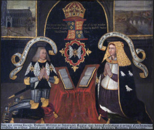 Kneeling figures of Lady and Sir James Hobart