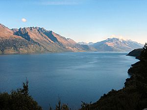Lake Wakatipu, one of the lakes in the district