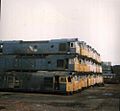 Locomotives stacked for scrapping