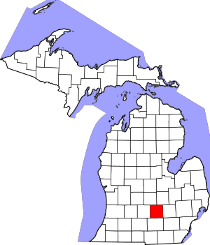 Map of Michigan highlighting Ingham County