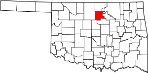 Map of Oklahoma highlighting Noble County