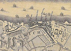 Map of Woolwich, 1740s (cropped)