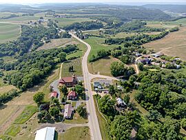 Wisconsin Highway 33 and Wisconsin Highway 162 junction in the center of Middle Ridge