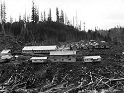 Railroad camp, Eastside Logging Company, Keasey, ca 1925