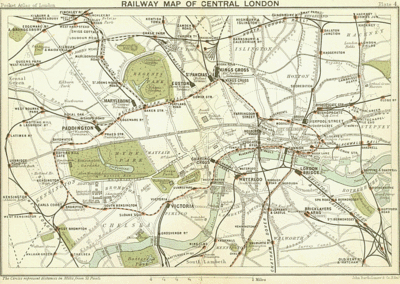 Railway map central London 1899