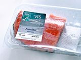 Salmon filet fish with skin packaged