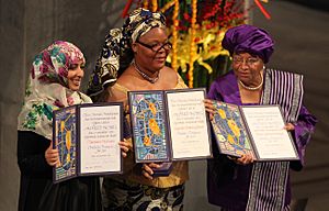 Tawakkul Karman Leymah Gbowee Ellen Johnson Sirleaf Nobel Peace Prize 2011 Harry Wad