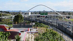 Te Whitinga Footbridge and Valonia Street Skatepark, New Windsor, 2017