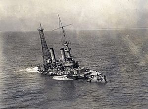USS Massachusetts (BB-2) sinking 1921