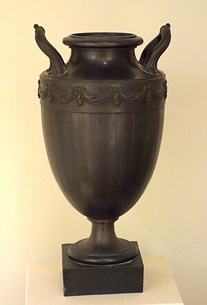 Vase on Stand with Inverted Neck, Josiah Wedgwood and Sons and Thomas Bentley, before 1780, black basalt - Chazen Museum of Art - DSC02001
