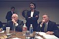 Vice President Cheney with National Security Advisor Condoleezza Rice and Chief of Staff I. Lewis "Scooter" Libby in the President's Emergency Operations Center (PEOC) (19922013941)