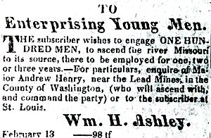 William Henry Ashley advertisement 1822