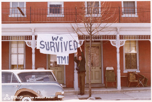 "We Survived TMI" sign in Middletown, Pennsylvania - NARA - 540037