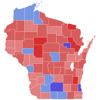 2022 United States Senate election in Wisconsin results map by county