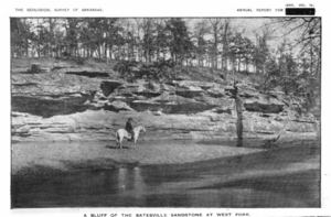 A Bluff of the Batesville Sandstone at West Fork (c. 1890)