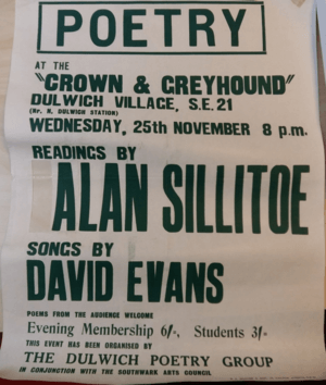 Alan Sillitoe at the Crown and Greyhound, Dulwich